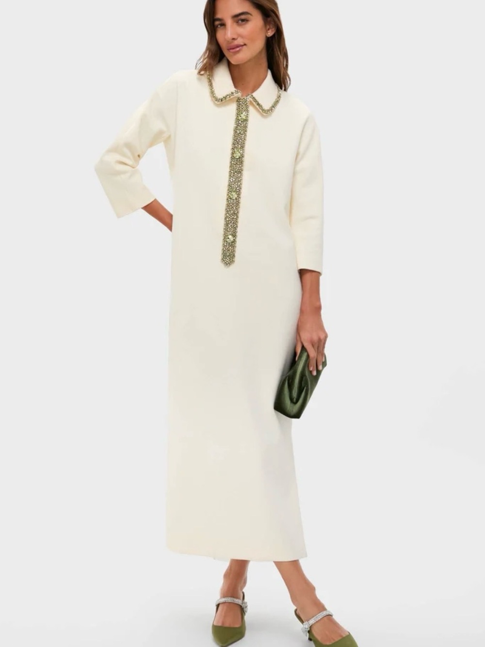 TUCKERNUCK Embellished Nicola Maxi Dress Winter White (Cream) $428 NWT Large L